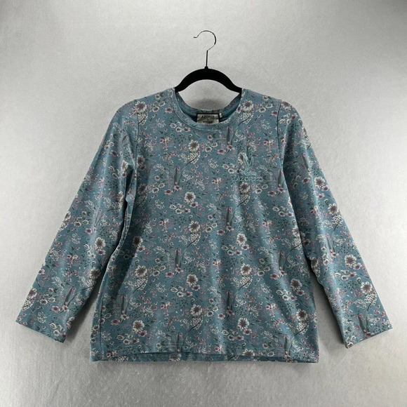 AZOR22 & ASOR SHOP Other - AZOR22 & ASOR SHOP Top Girls XL Floral French Terry Crewneck Long Sleeve Blue